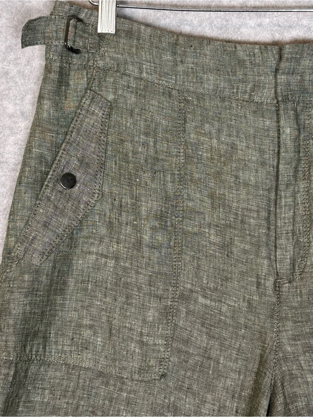 Athleta Voyager Cropped Lightweight Linen Trousers-Aspen Olive Green-Women 14 - Picture 3 of 7